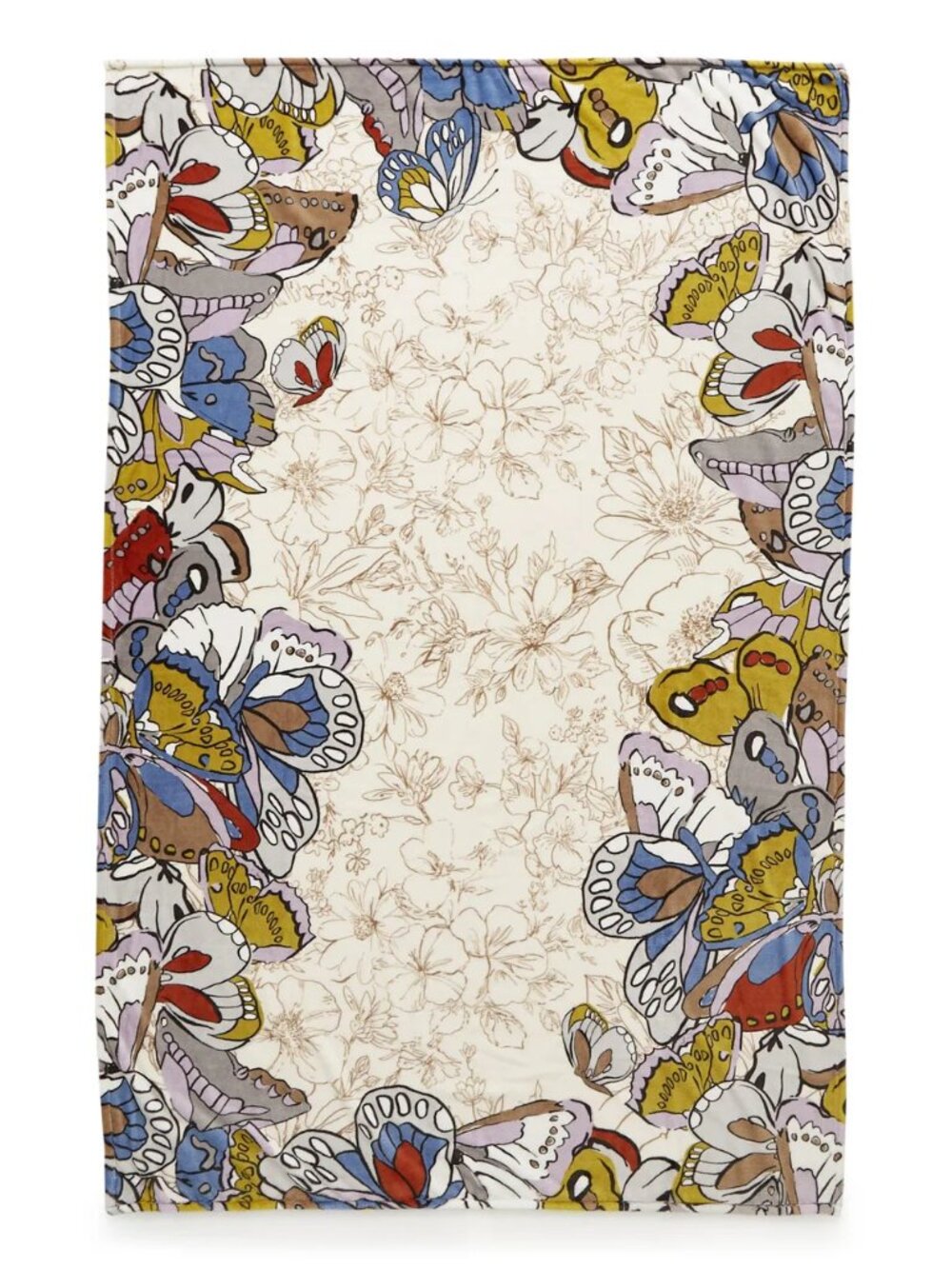 Vera Bradley 50"x80" Plush Throw Blanket Fleece Wing Neutral Floral Butterflies